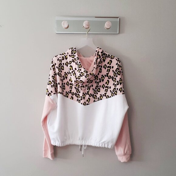 EUC Genetic Apparel pink & white animal print colour block hooded sweatshirt, L - Picture 5 of 10